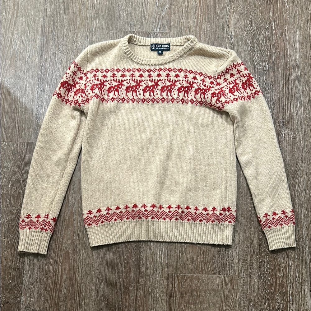 Kiel James Patrick KIDS Beige and Red Sweater